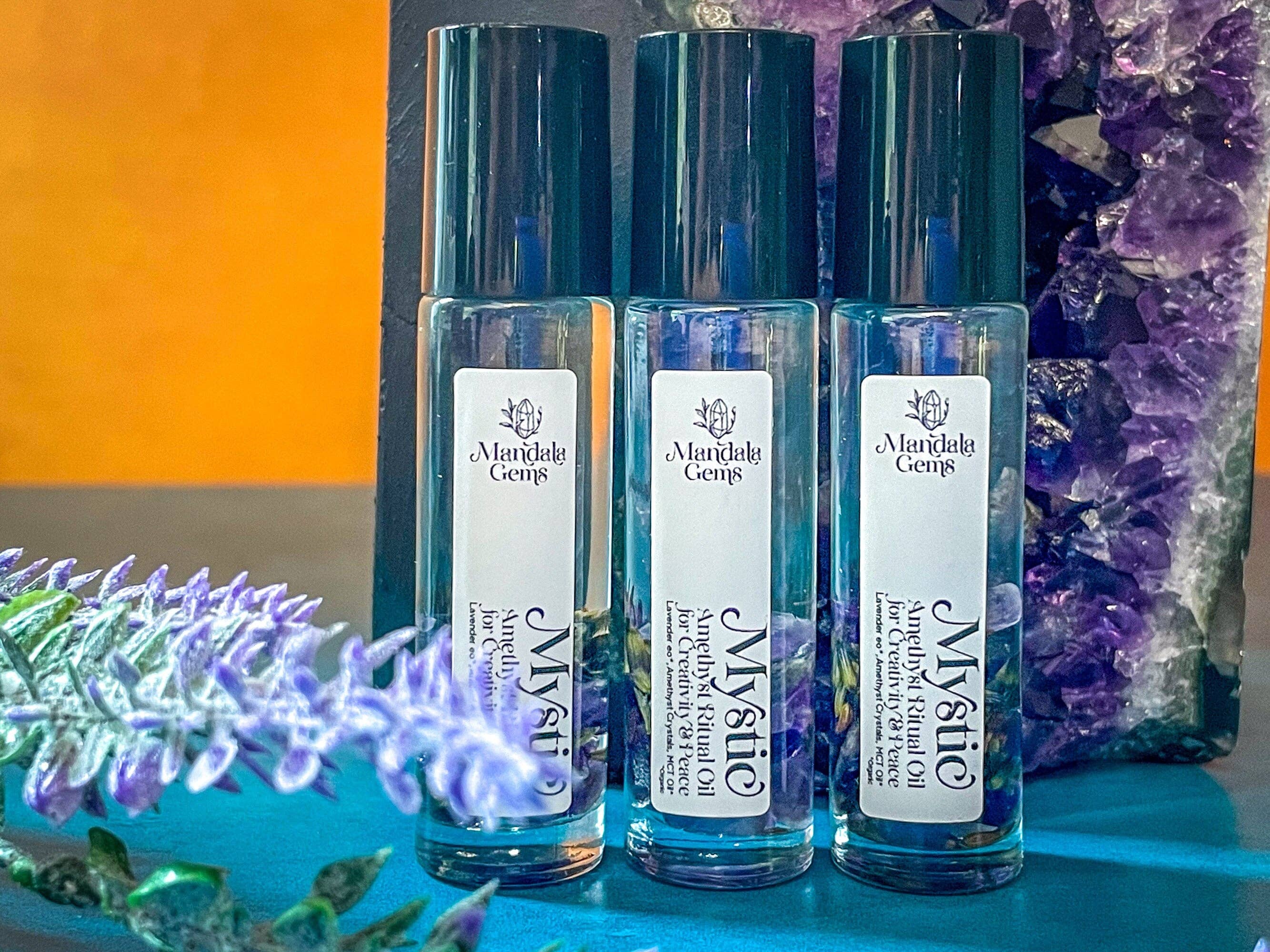 Mandala Gems – wholesale Essential oil roll-on – MYSTIC Roll On With Amethyst & Lavender essential oil roller2