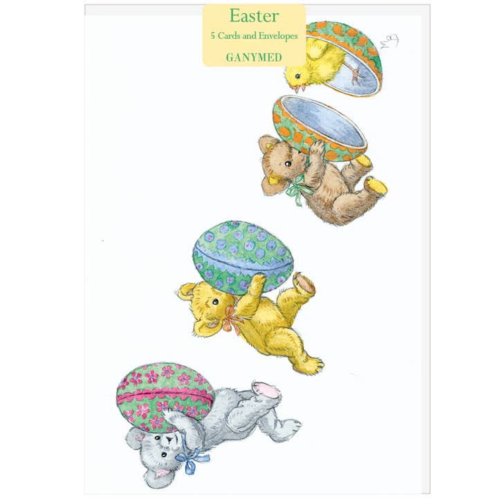 Three teddy bears holding Easter eggs - Easter Pack for wholesale by Ganymed Press