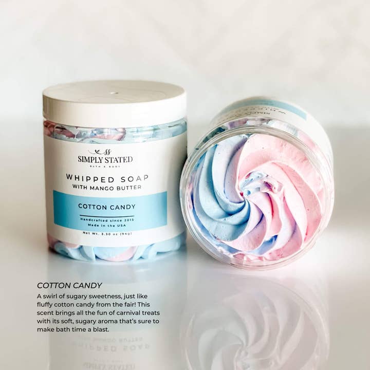 Cotton Candy Kids Whipped Soap for wholesale by Simply Stated Bath & Body