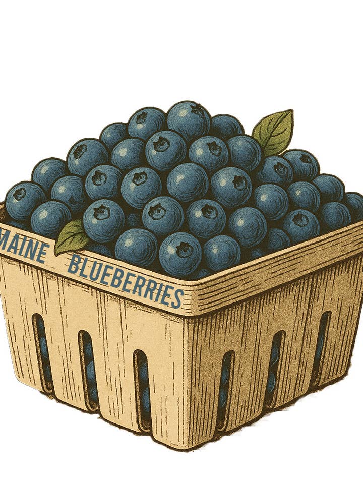 Maine Blueberries Quart Sticker for wholesale by Mentally In Maine