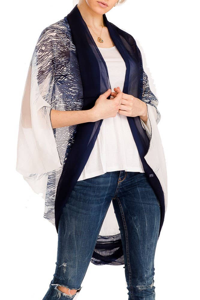 Cap Zone - Vendita all'ingrosso Kimono - Donna - Kimono in chiffon con stampa naturale Boho chic0