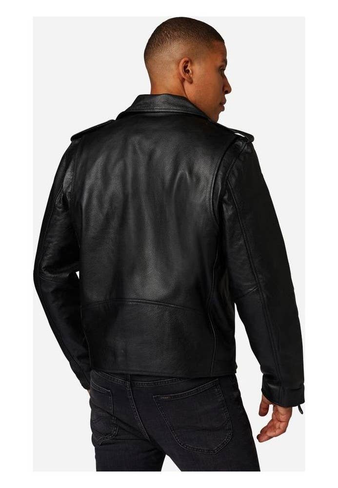 black Brando men's leather jacket - premium buffalo leather for wholesale on Faire1