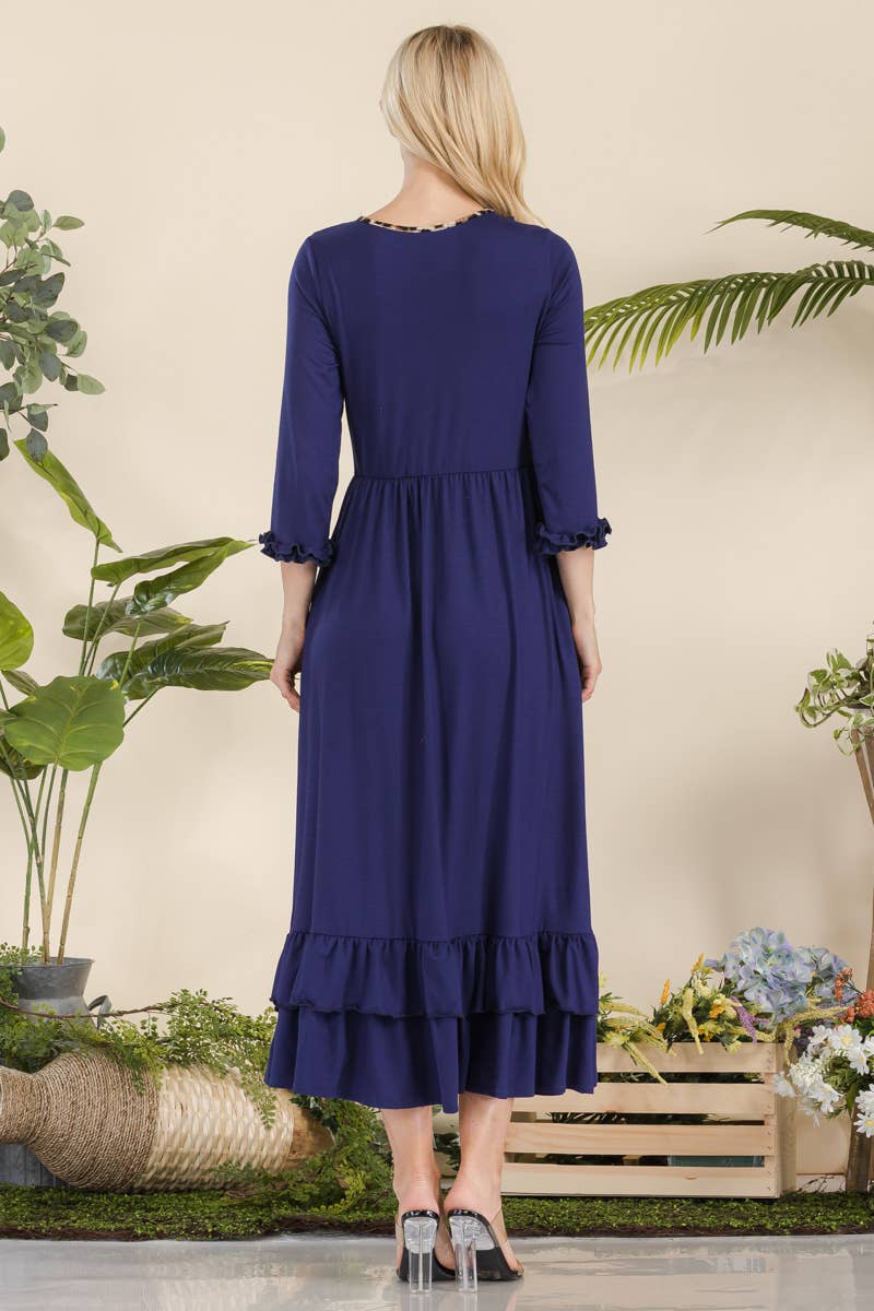 Celeste Clothing - Vente Robe – femme - ROBE GRANDE TAILLE AVEC MANCHES VOLANTÉES ET OURLET -CD438554