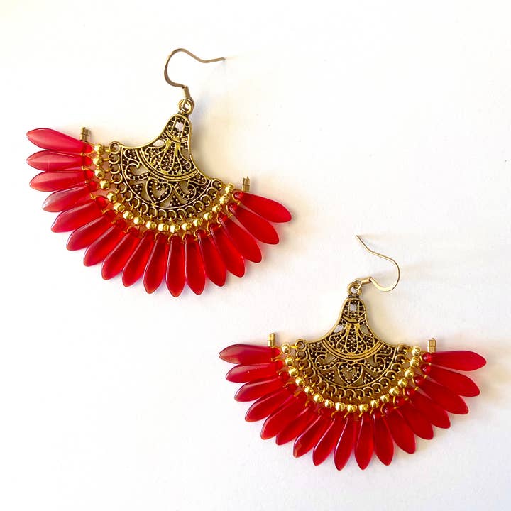 Pendientes EVENTAIL de vidrio tejido para venta al por mayor de Misdi By Diane