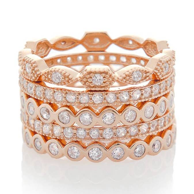 STACKED SHAPES RINGS, ROSE GOLD for wholesale by JEN HANSEN