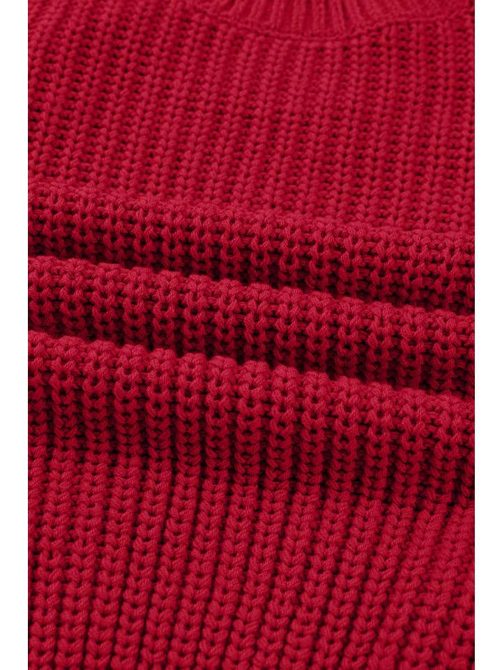 Fiery Red Christmas Plaid Lace-Up Puff Sleeve Sweater for wholesale on Faire4