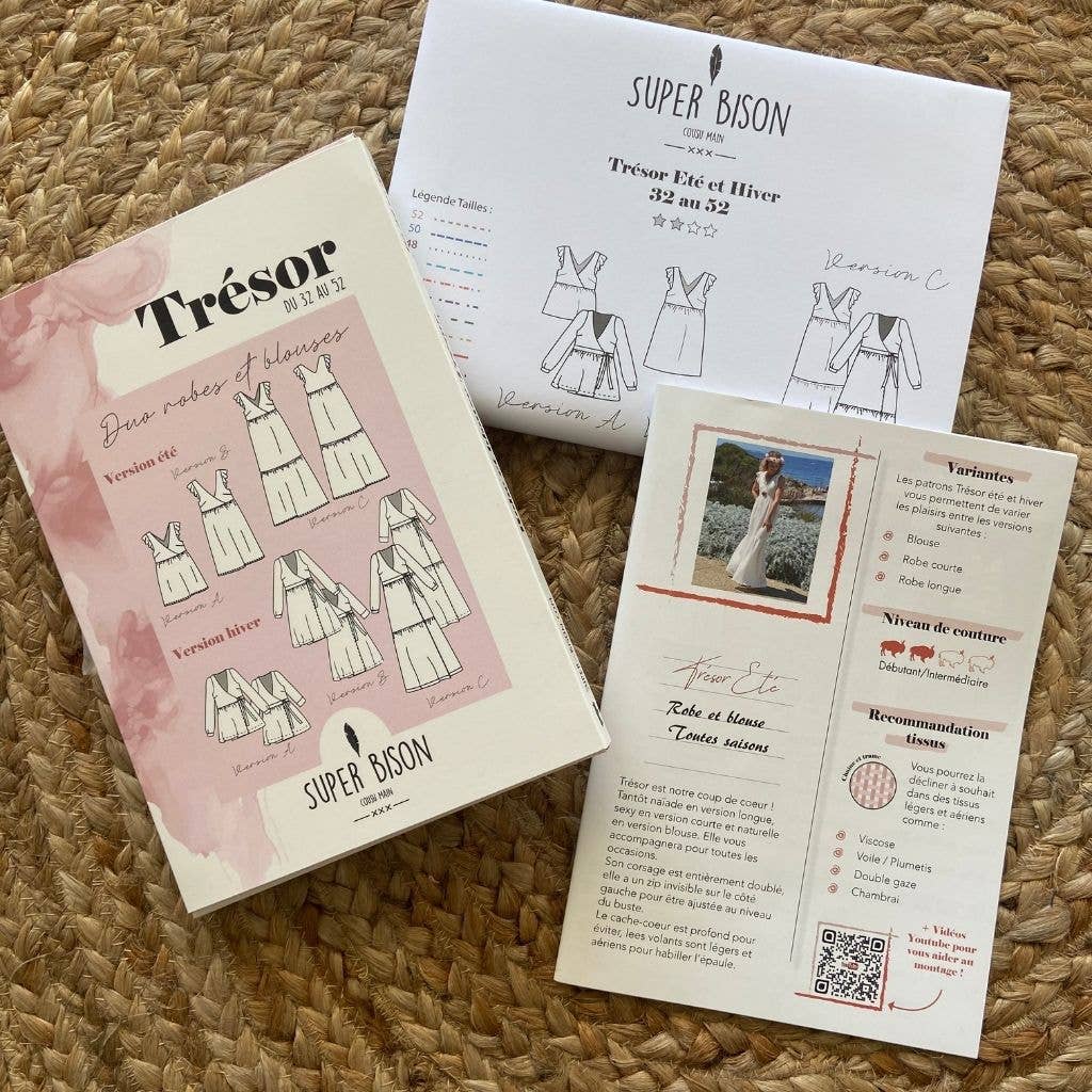 Super Bison - Vente Robe – femme - Patron pochette pack Trésor : version été et hiver (du 32 au 52)1
