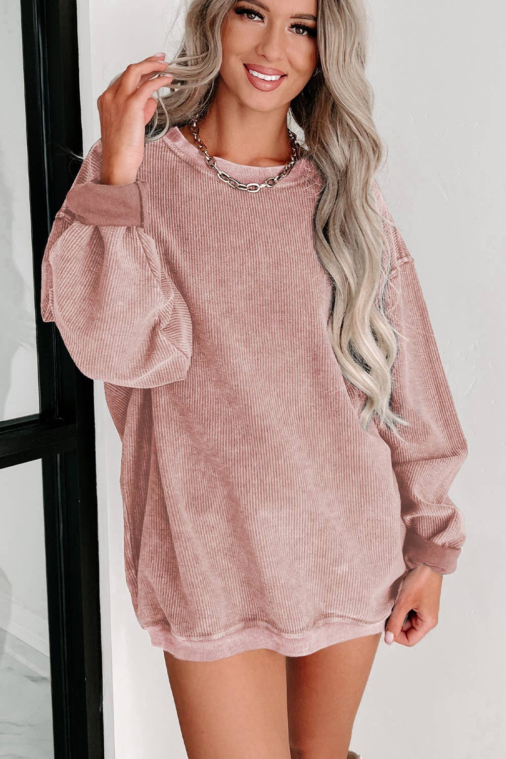 Lovesoft - Wholesale Sweatshirt - Women's - Custom Solid Ribbed Knit Round Neck Pullover Sweatshirt4