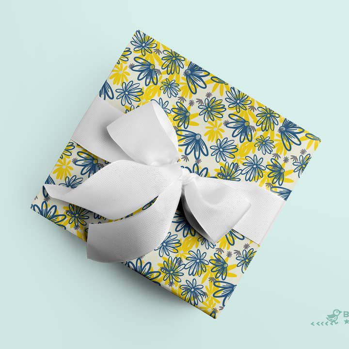 Papier Cadeau Floral Frenzy – Botanique Éclatant - deux feuilles pour la vente par Block21Prints