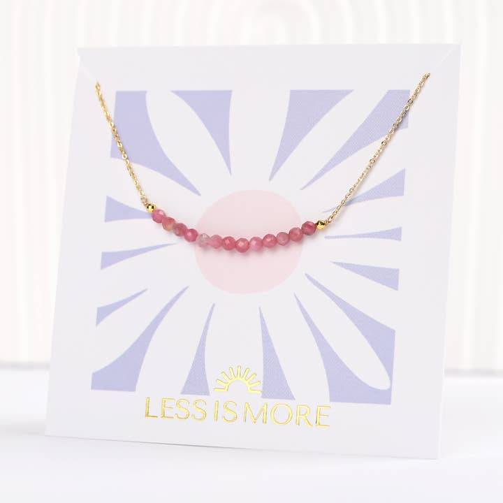 Halskette mit rosafarbenem Jade-Lächeln (Gold oder Silber) für den Großhandel von Less is More