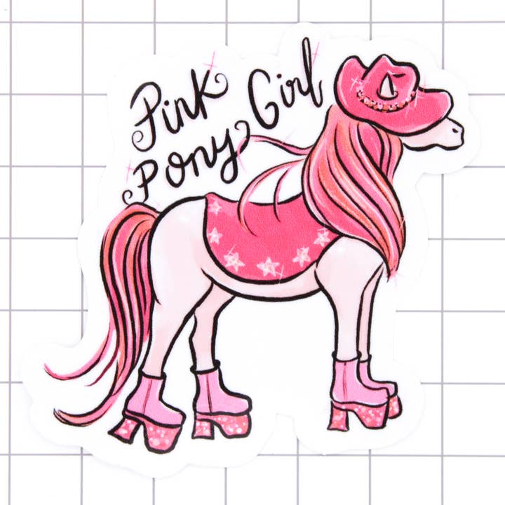 Pink Pony Girl Vinyl Sticker for wholesale by Amy Hartelust Art and Illustration