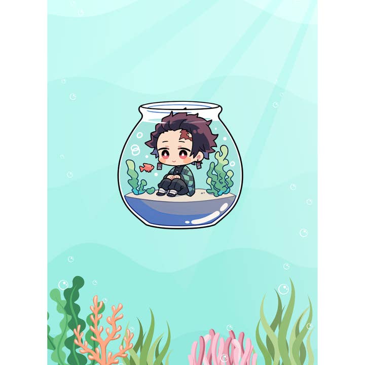 MPB Stationery - Wholesale Sticker - Tanjiro Fish Bowl2