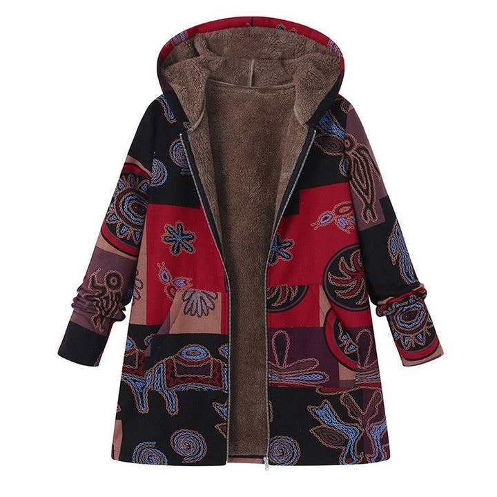 OceanusSwim – wholesale Jacket – Women's – Vintage Floral Print Hooded Long Sleeve Jacket7
