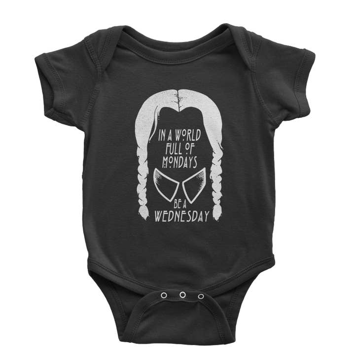 In A World Full Of Mondays, Be A Wednesday Infant One-Piece Romper Bodysuit and Toddler T-shirt for wholesale by Expression Tees