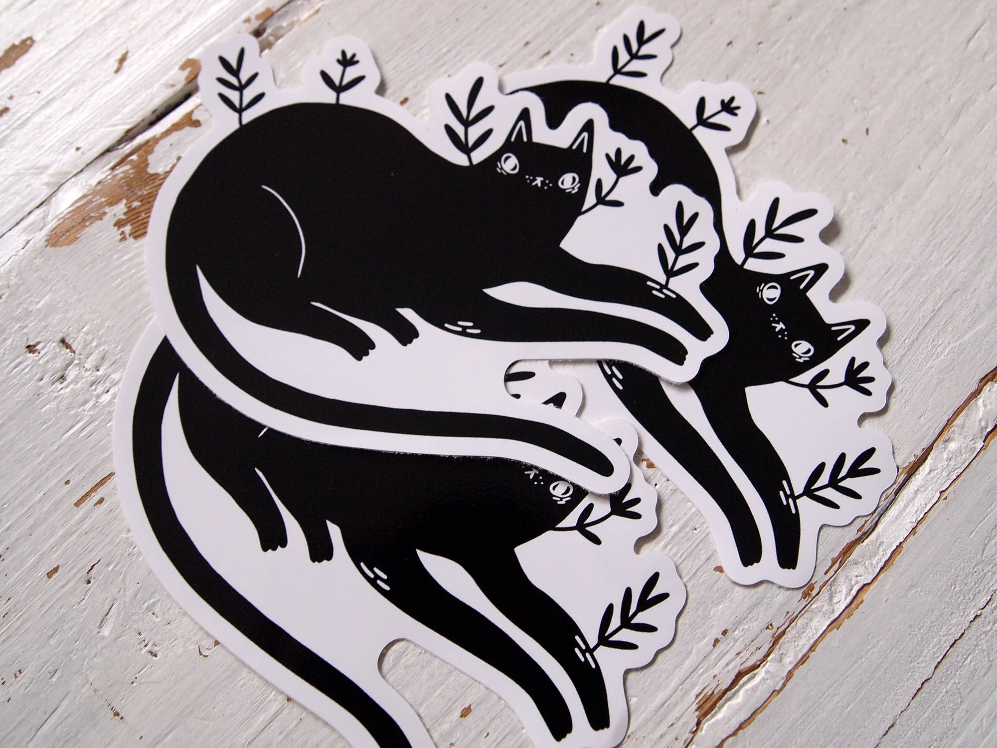 I LIKE CATS – wholesale Sticker – Leafy black cat vinyl sticker1