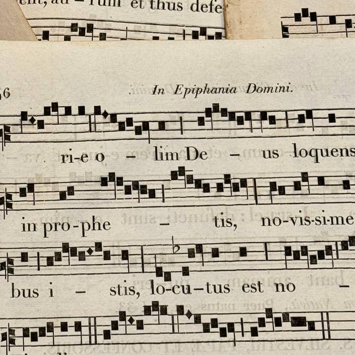 Monahan Papers - Wholesale Retailer Display - Paper & Novelty - Original Page from 1700s Antiphonarium - 250 Yrs Old - Set/31