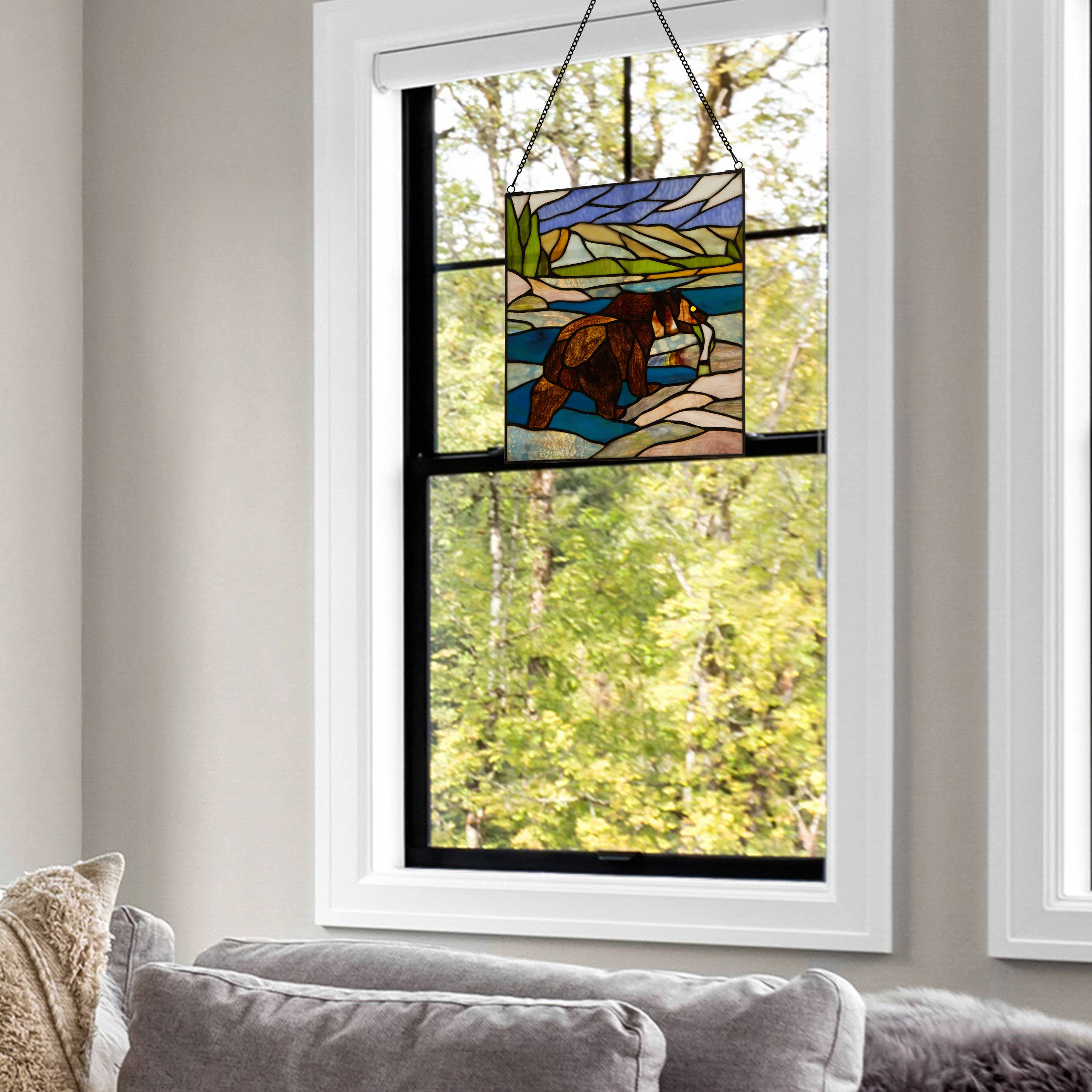 River of Goods - Wholesale Suncatcher - 14"H Brown Bear Stained Glass Window Panel4