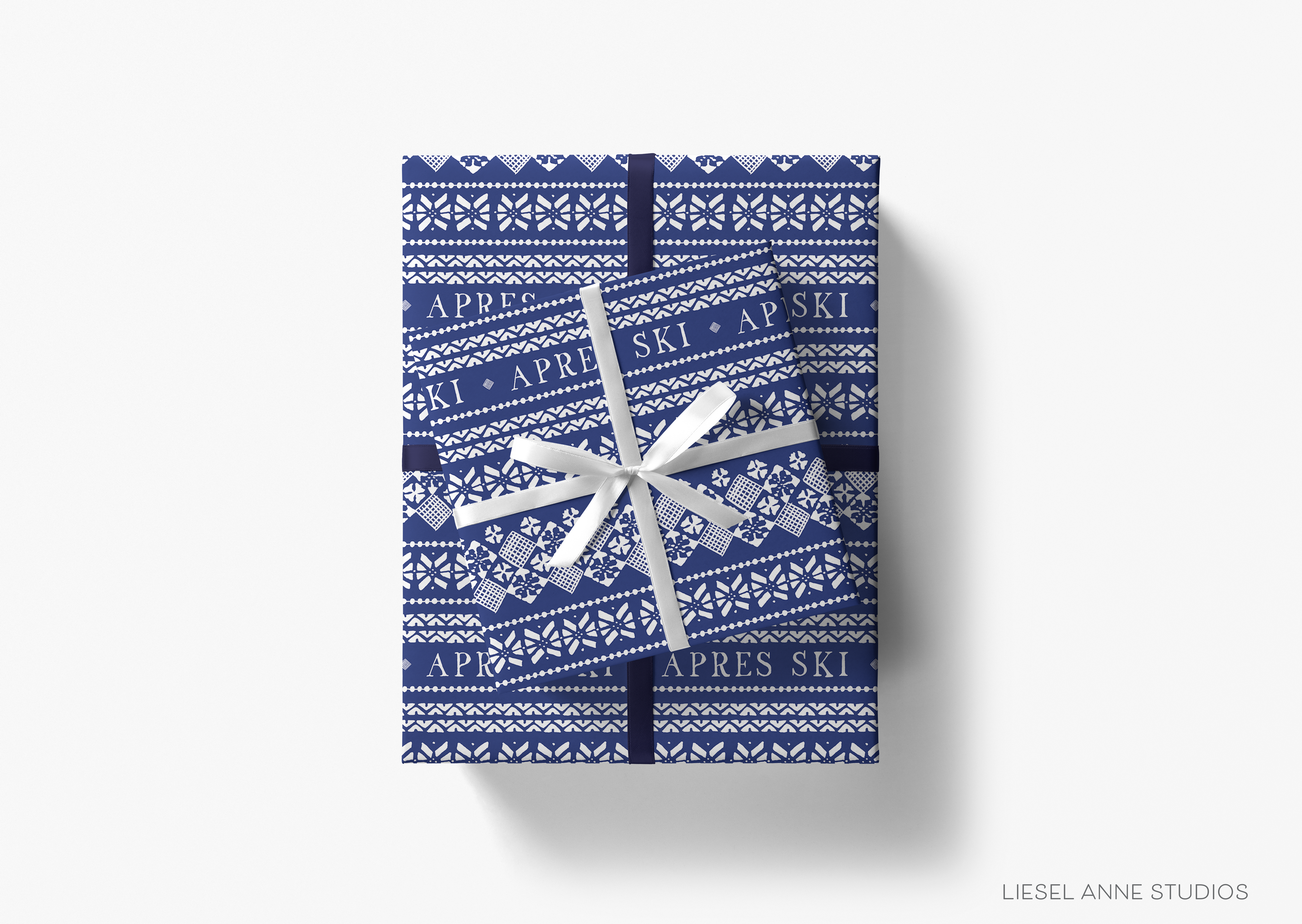 Liesel Anne Studios - Wholesale Flat Wrap - Après Ski Blue Sweater Gift Wrap [Individual Sheets] 2