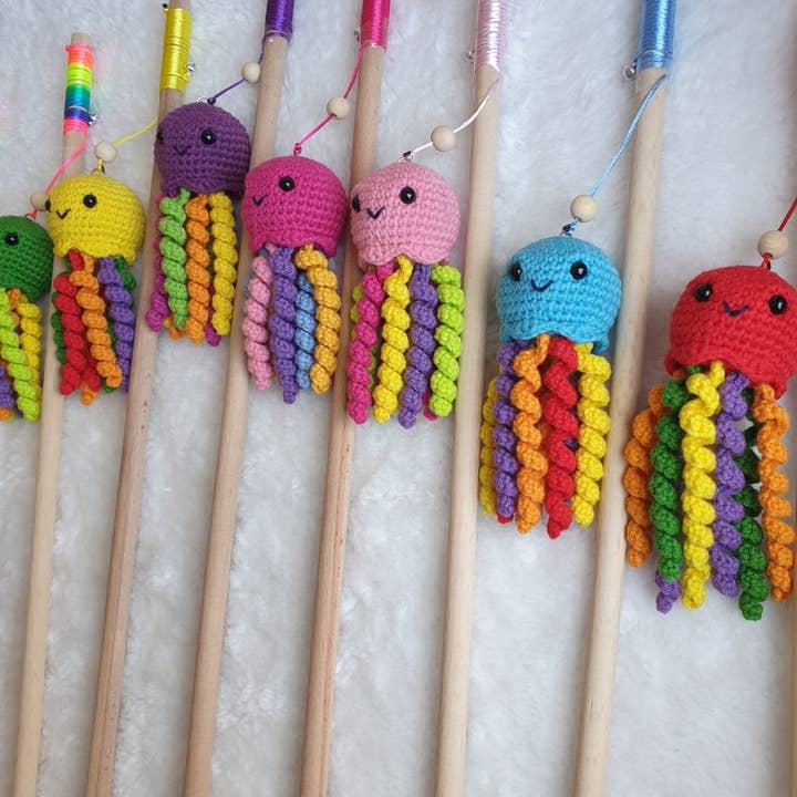 DIYSTORE – Großhandel Haustierspielzeug – Katze – Oktopus-Angelrute, niedlicher Katzenteaser, Katzenangel, Quallen-Katzenspielzeug, Angelrute für Katzen, Katzenangeln, Katzenminze-Katzenspielzeug, Holzstab für Katzen3