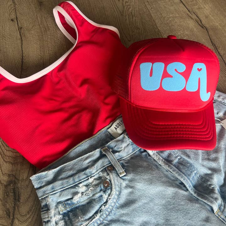 Malibu and Mint - Wholesale Trucker Hat - Women's - USA 4th of July Trucker Hat4