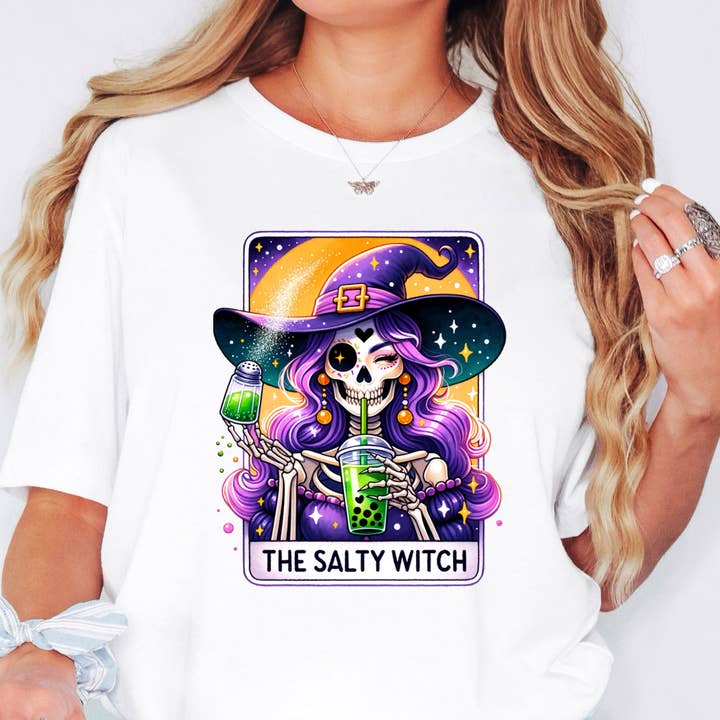 The Salty Witch Fall Halloween Tee for wholesale by Happy Mail Wholesale