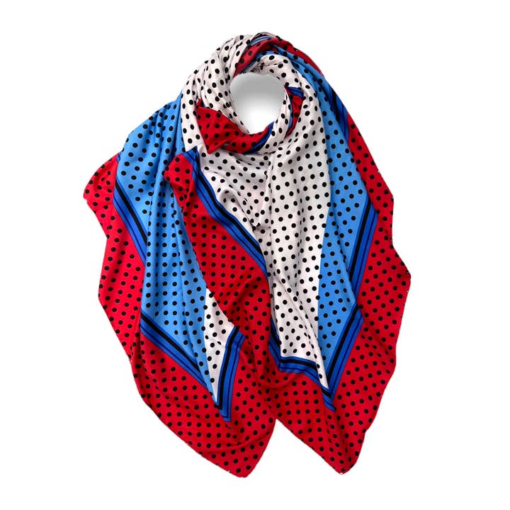 London Scarves - Wholesale Scarf – Women's - Mini Polka dot print silk mix scarf2
