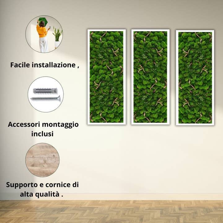 I Giardini Di Giulia - Venta al por mayor Papel pintado 3D - Cuadro Rectangular con Marco Blanco e Inserciones de Madera Natural