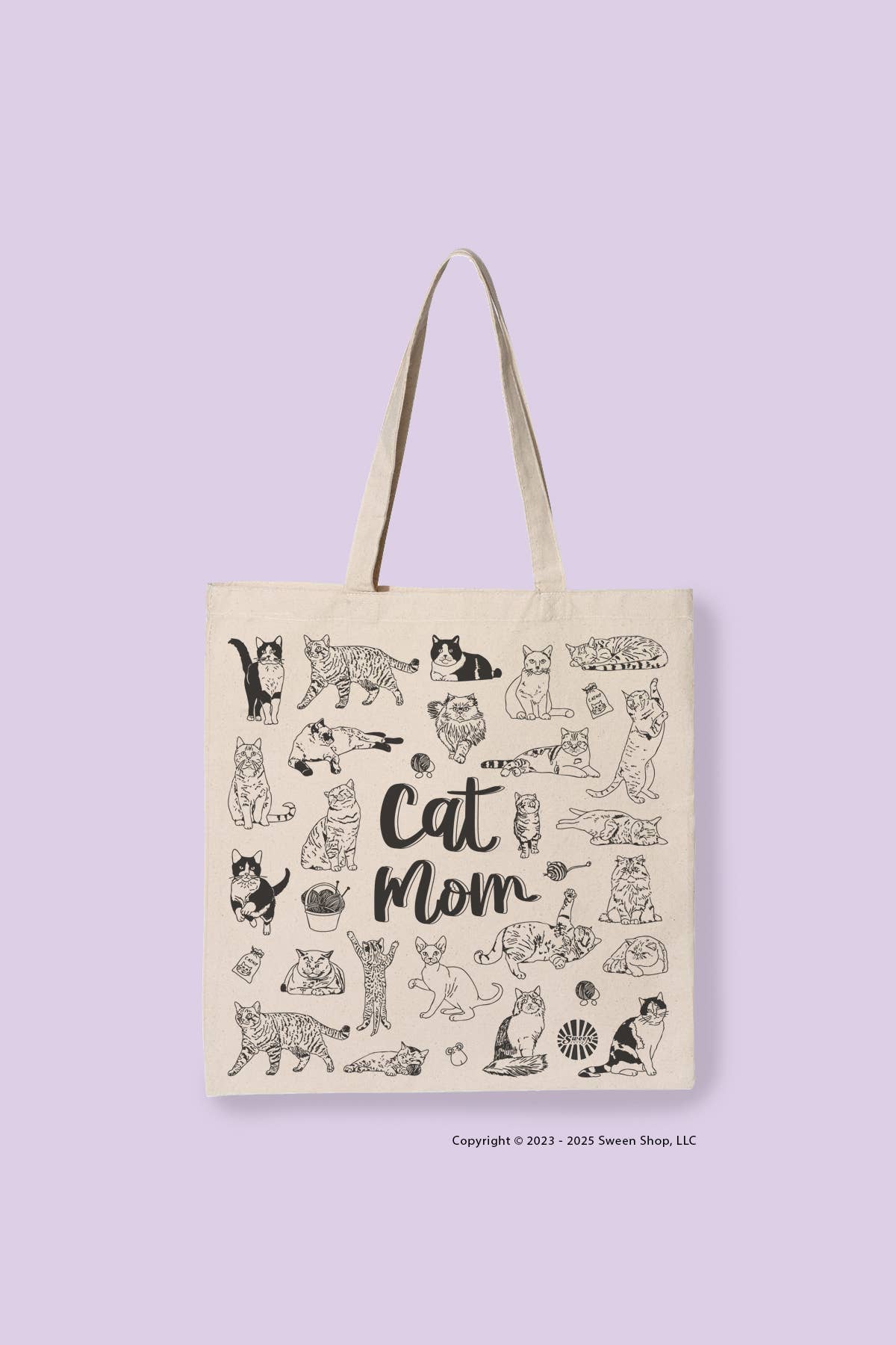 Sween Shop - Vendita all'ingrosso Borsa tote - Donna - Borsa in tela di cotone "Mamma Gatto" regalo per animali domestici1