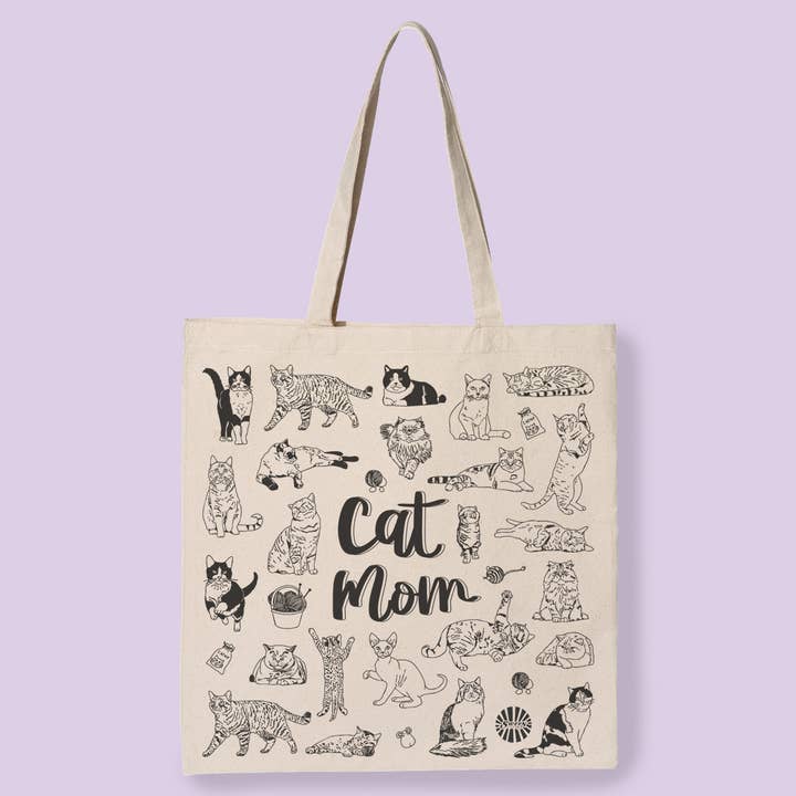 Sween Shop - Vendita all'ingrosso Borsa tote - Donna - Borsa in tela di cotone "Mamma Gatto" regalo per animali domestici1