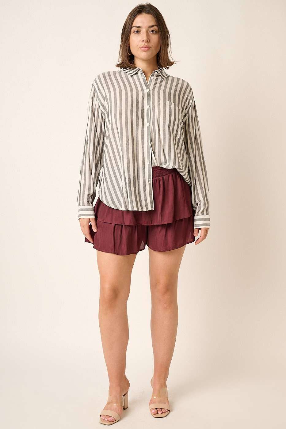 mittoshop – wholesale Buttoned-down shirt – Women's – PLUS STRIPED BUTTON DOWN SHIRT11