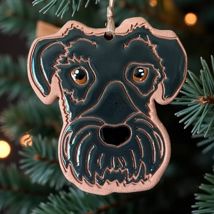 Schnauzer Dog Artisanally Crafted Ornament for wholesale by Little Clay Hen