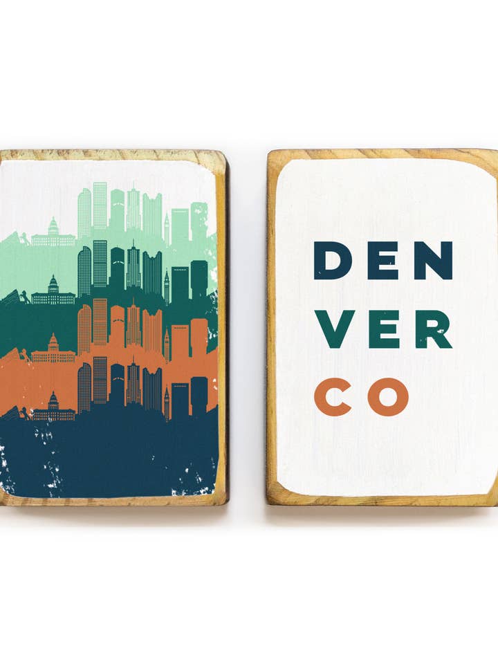 Denver, Colorado, Retro Skyline - Serre-livres pour la vente par ARCHd