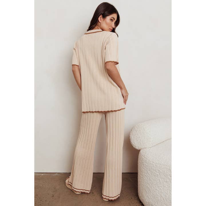 One and Only Collective - Venta al por mayor Conjuntos de top y pantalón (NO para estar en casa) - Mujer - CONJUNTO DE CAMISA Y PANTALONES DE PUNTO DE DOS PIEZAS