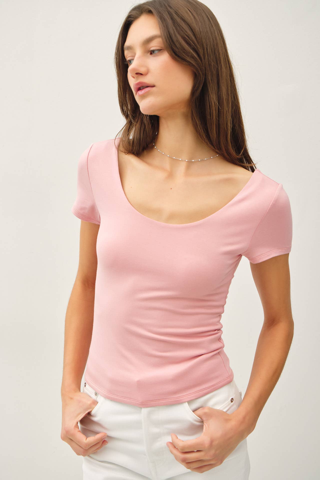 Be Cool - Wholesale T-Shirt - Women's - [SOFT CORE] BASIC DOUBLE LINED SCOOP NECK CAP SLEEVE TOP 12