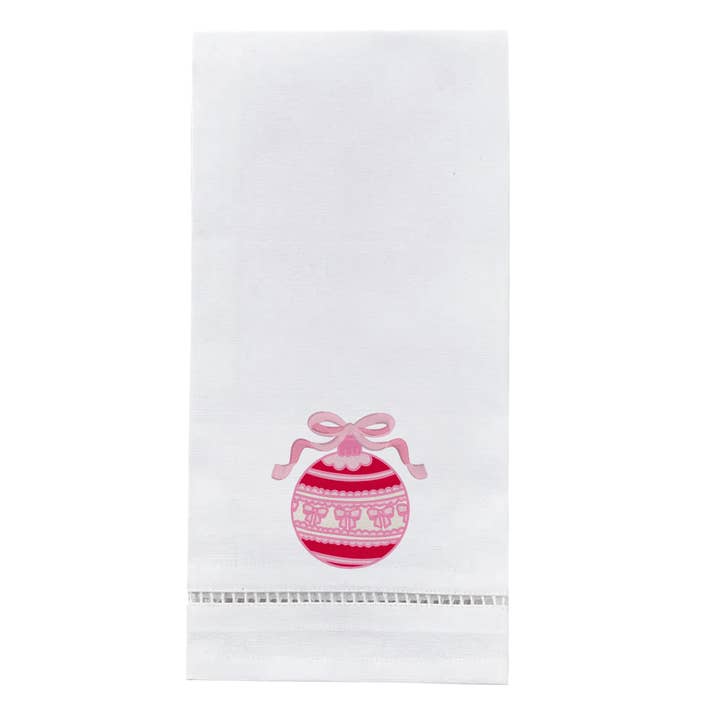 Bow Ornament Dish Towel for wholesale by Blythe Embroidery Co.