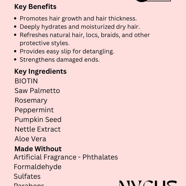 Nyche Hair LLC – wholesale Hair spray – Luster- Detangling Growth Tonic with BIOTIN, Nettle Extract, & Saw Palmetto3