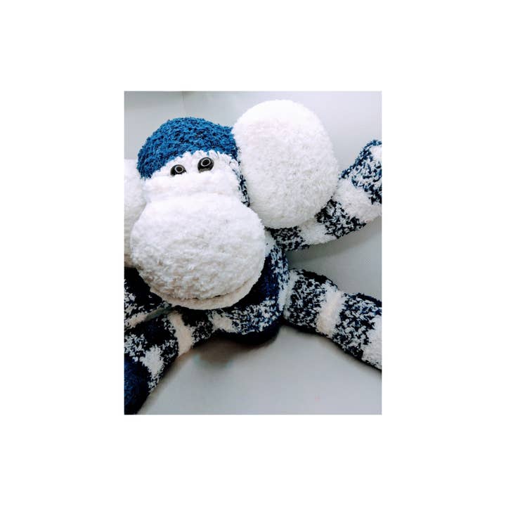 Juanita Plushies - Wholesale Stuffed/Plush Toy - Kids & Baby - Clive Sock Monkey - Blue and White