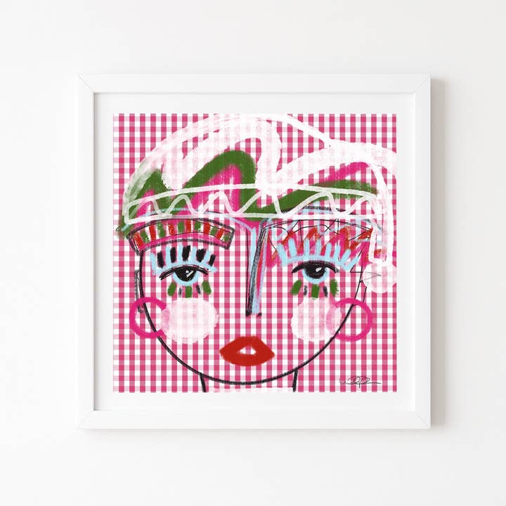 Candy Cane Chica - Mini 8" x 8" Print for wholesale by Windy O'Connor Art & Home