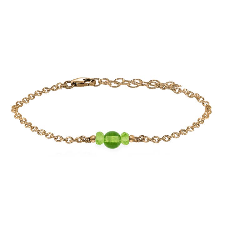 Luna Tide - Wholesale Charm/dangle bracelet - Dainty Peridot Gemstone Bracelet6