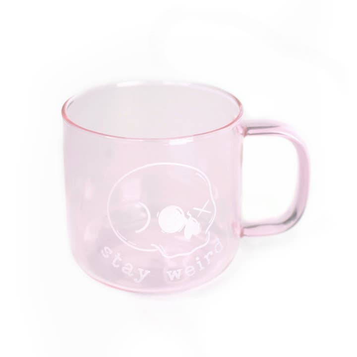 Electric Little Things - Wholesale Coffee Mug - Stay Weird Skull Mug, Pink Borosilicate glass tea cup
