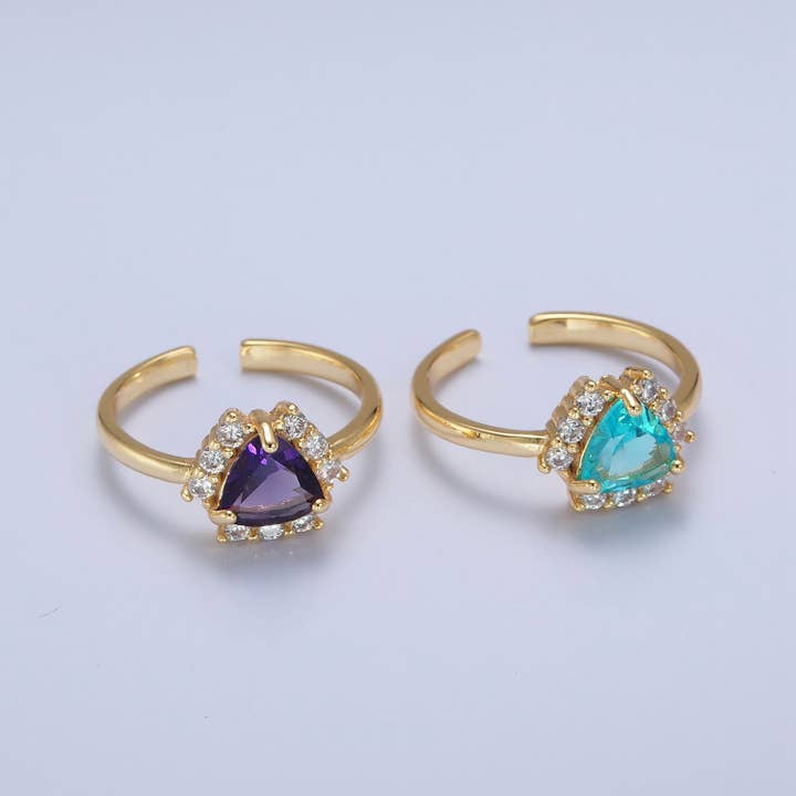 Purple/Teal CZ Stone Adjustable Promise Ring O784 O785 for wholesale by Aim Eternal