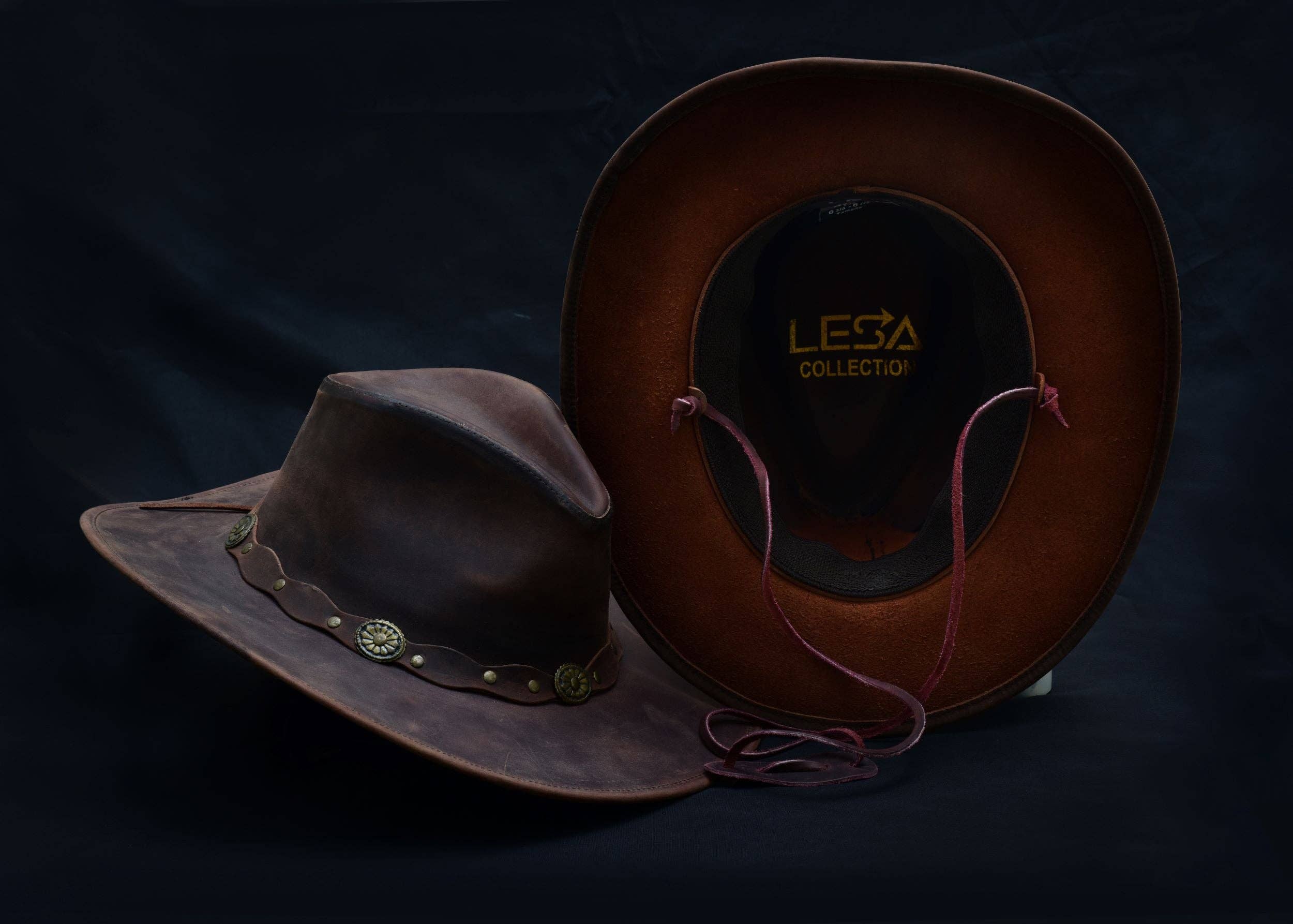 Lesa collection inc - Wholesale Cowboy Hat - Unisex - DEADWOOD LEATHER WESTERN COWBOY HAT1
