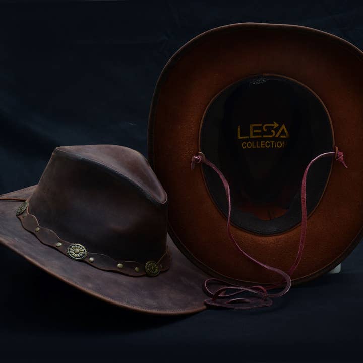 Lesa collection inc - Wholesale Cowboy Hat - Unisex - DEADWOOD LEATHER WESTERN COWBOY HAT1