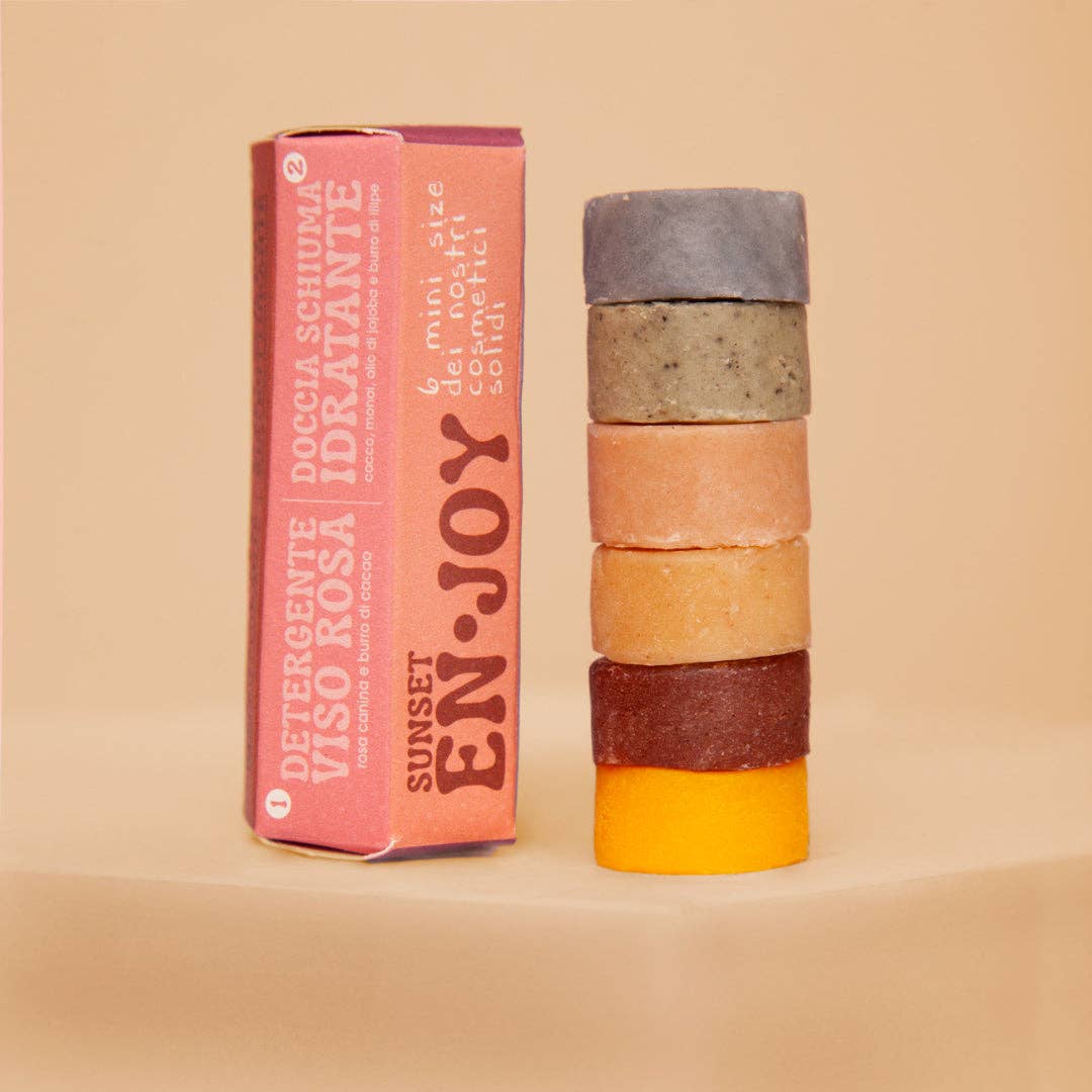 Enooso - Vente Set de bain et corps - Profitez du coucher de soleil - Kit d'essai 6 mini solides