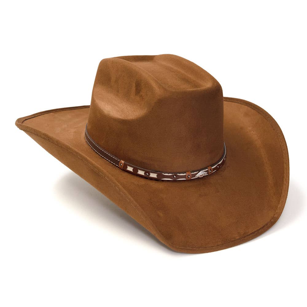 Western Express - Vendita all'ingrosso Cappello da cowboy - Unisex - Cappello da mandriano western in camoscio color terra di Siena bruciata con fascia in pelle1