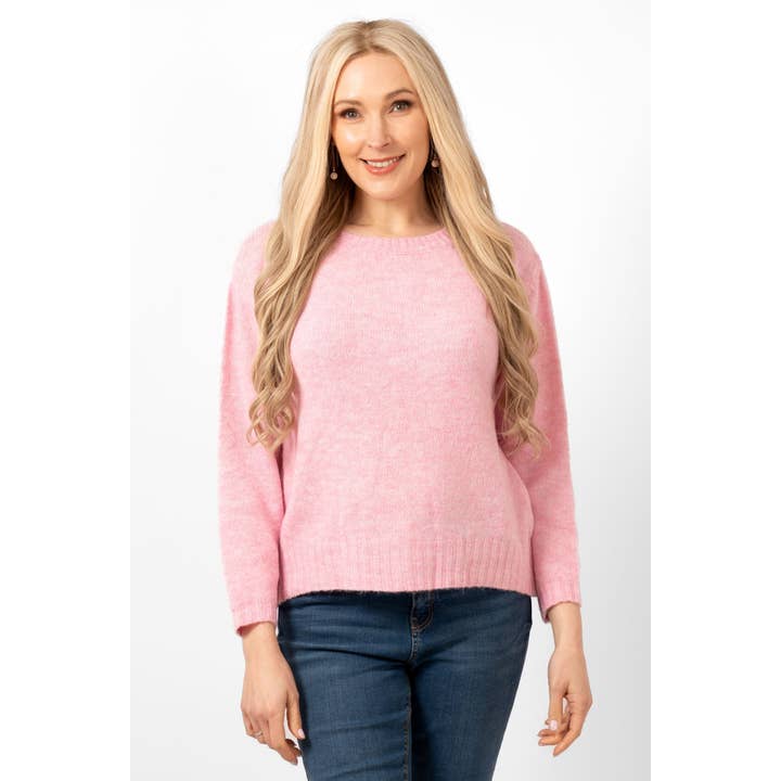 Paige Wool Blend Round Neck Jumper - Light Pink for wholesale by Sarta