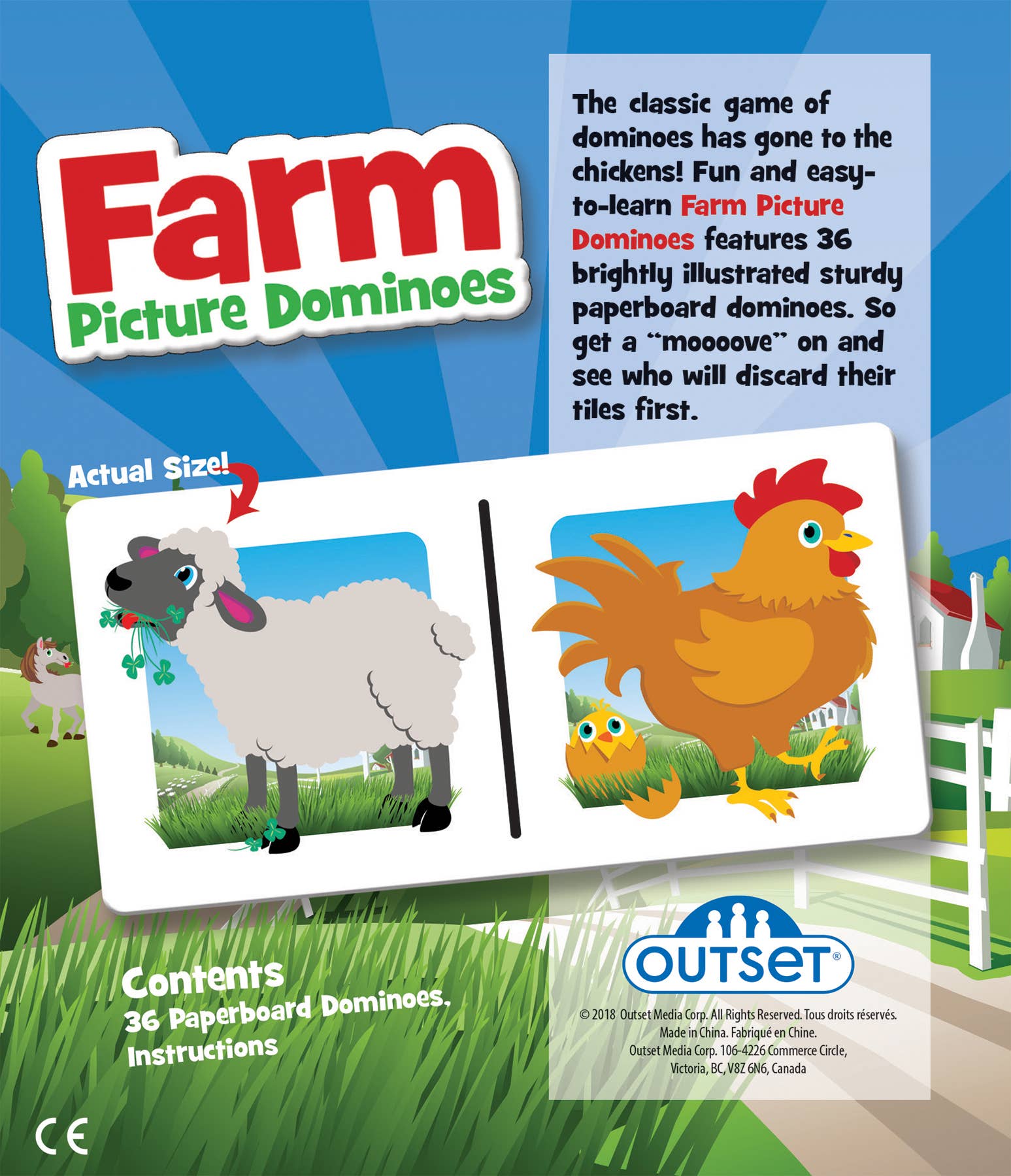 Outset Games and Cobble Hill Puzzles - Wholesale Board Game - Picture Dominoes: Farm Game for Ages 3+2
