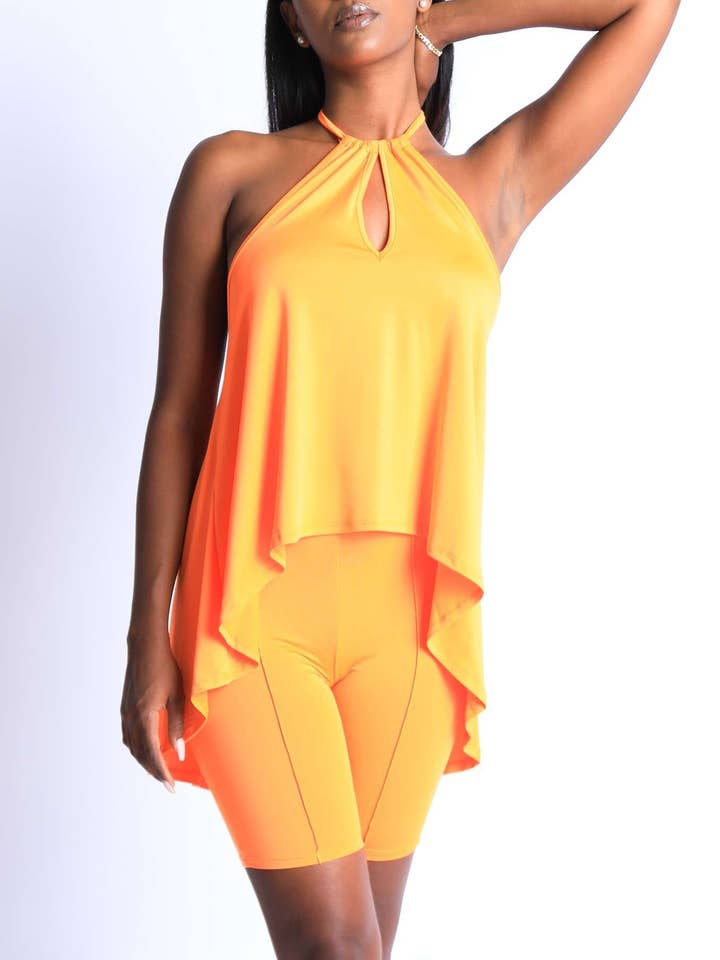 ARANCIO Set High Low Helter con pantaloncini da bici in vendita all'ingrosso su Faire0