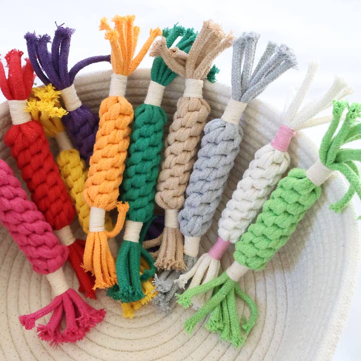 Knotty Pawz Handcraft Pets Toys - Wholesale Pet Rope Toy - Dog - Handmade Sustainable Macrame Candy Dog Rope Toy 12 color