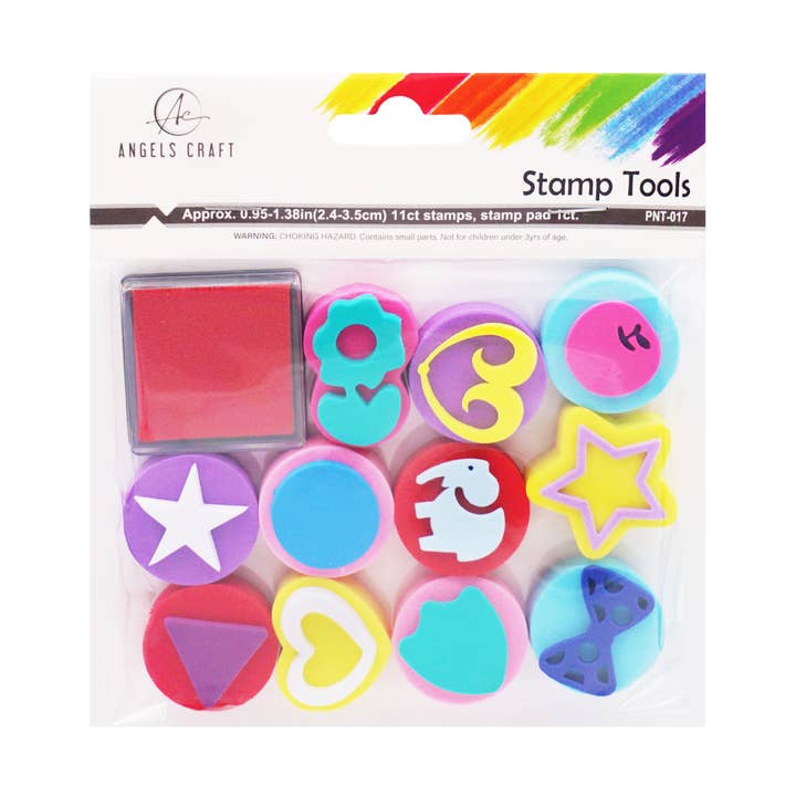 Foam Stamps in Assorted Shapes, 12-ct for wholesale by Angels Craft